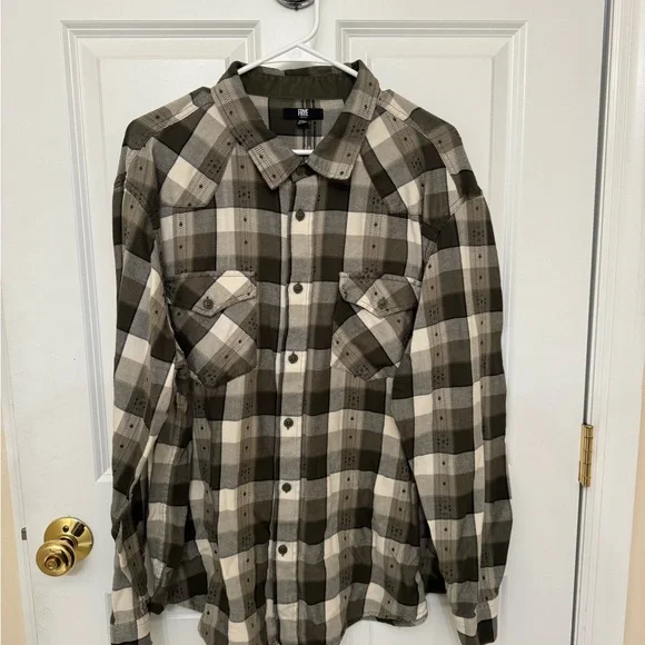 Frye Checkered Shirt Jacket in Black, Gray, and Cream - Picture 1 of 9